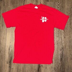 Trader Joe’s Crew Member Hibiscus Flower Short Sleeve Red T Shirt M Unisex